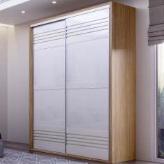 Imagem de Guarda-Roupa Solteiro 2 Portas 2 Gavetas 100% Mdf Freijo/Off White Tw6