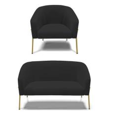 Imagem de Sof  Namoradeira E Poltrona P  De Ferro Dourado Stella Veludo