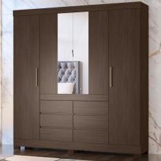 Imagem de Guarda Roupa Casal 4 Portas Com Espelho e 6 Gavetas Cádis