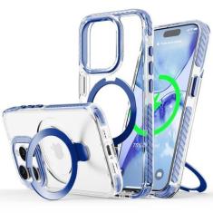 Imagem de UMIONE Capa magnética para iPhone 14 Pro Max com suporte e anel de dedo, compatível com magsafe, placa rígida transparente à prova de choque, capa de corpo inteiro, universal para meninos e meninas