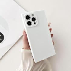 Imagem de Capa de telefone quadrada de silicone macio TPU de cor sólida para iPhone 15 14 13 12 Mini 11 Pro Max XS X XR 7 8 Plus SE Capa traseira à prova de choque, branca, para iphone 15pro max