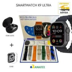 Imagem de Relógio smartwatch K9 Ultra Max com 7 pulseiras capa de proteção e fon