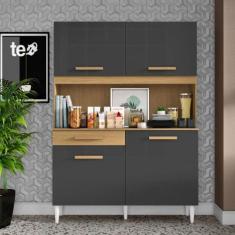 Imagem de Cozinha Compacta 4 Portas 1 Gaveta Marina Aramóveis, Atacama/Grafite