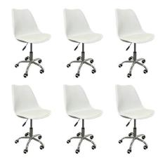 Imagem de Kit 6 Cadeiras para Escritório Secretária Decorativa Eames Chicago Branco