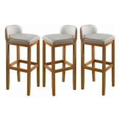 Imagem de Kit 3 Banquinho Cozinha Sala Jantar Banqueta Ilha Balcão Barzinho Area Gourmet Decoração Luxo Retro