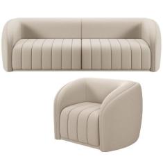 Imagem de Kit Sofá 4 Lugares Para Sala 252cm Com 01 Poltrona Lazio M03 Veludo Be