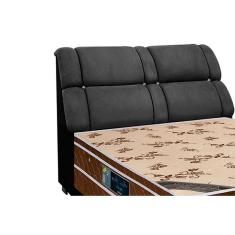 Imagem de Painel de Cama Box Estofada Queen Imperador Suede Cinza/Preto - Simbal