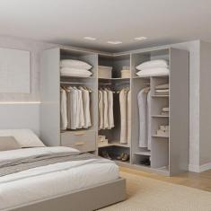 Imagem de Guarda-Roupa Modulado De Canto 3 Peças Sem Portas Jade Cabecasa Madeir