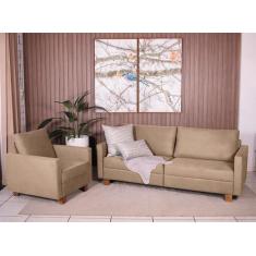 Imagem de Conjunto Sofá 1,40 2 Lugares E Poltrona Plaza Marrom Claro - Straub We