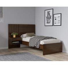 Imagem de Cama De Solteiro 100% Mdf Zara Jacarandá - Village Móveis