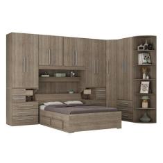 Imagem de Quarto de Casal de Canto e com Cama Baú Queen-Size 1344 Castanho - Móv