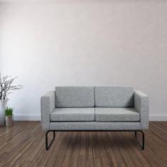 Imagem de Sofá Fixo 2 Lugares para Sala de Estar Cinza
