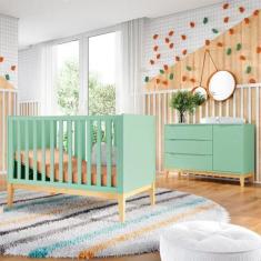 Imagem de Quarto De Bebê Retrô Amor Perfeito Berço E Cômoda Com Porta - Divicar,