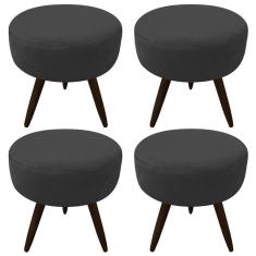 Imagem de Kit 04 Puffs Banqueta Berlim Redondo Suede Preto