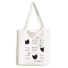 Imagem de Bolsa de lona Cat Head Mewing Animal Cartoon Bolsa de compras casual