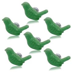 Imagem de Tecrio Pacote com 6 maçanetas e puxadores de cerâmica vintage, puxadores e puxadores de armário de decoração de arte de pássaros para quarto de crianças, banheiro, cozinha, quarto, armário de porta