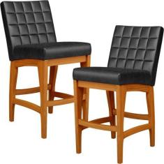 Imagem de Kit 02 Banquetas Baixa Cozinha Bancada Bar Sala Jantar Fixa Mila L02 S
