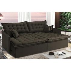 Imagem de Sofá Sem Caixa Retrátil e Reclinável 1,55m Cama Inbox Versátil Suede Velusoft Café