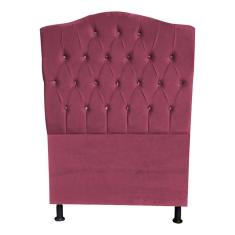 Imagem de Cabeceira De Cama Box Princesa Solteiro 90 Cm Botão Strass Suede Rosê Eli Móveis
