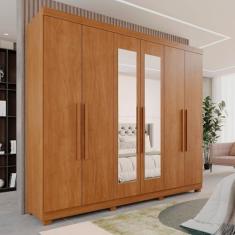 Imagem de Guarda-roupa Casal 6 Portas 3 Gavetas com Espelho com Pés Roma Espresso Móveis Cinamomo