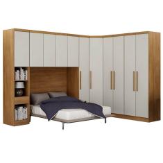 Imagem de Guarda Roupa Modulado Rizon 005 Casal 6 Peças Novo Horizonte Cor Cumaru Fendy