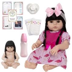 Imagem de Boneca Reborn Grande Real Morena Baby Alive 13 Acessórios - Cegonha Re