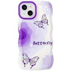 Imagem de UICEAM Capa de celular compatível com iPhone 15 Pro Butterfly para mulheres e meninas, design ondulado bonito feminino com design macio à prova de choque para iPhone 15Pro de 6,1 polegadas