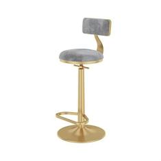 Imagem de Banqueta De Bar Com Encosto, Banquinho Giratória De Altura Ajustável, Pano De Veludo Moldura Estofada De Ferro Forjado Com Apoio Para Pés, Ilha De Cozinha, Balcão, Café Da Manhã Fezes De Restaurante