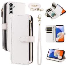 Imagem de Furiet Capa carteira para Samsung Galaxy A25 5G/A24 4G/M34/F34 com alça de pulso, alça de ombro mais de 10 porta-cartões de couro PU de luxo flip suporte com zíper bolsa de celular para celular A 25
