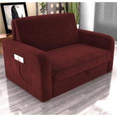 Imagem de Sofá Cama Com Baú 2 Lugares Numey Veludo Vinho