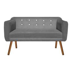 Imagem de Namoradeira 02 Lugares Julia Suede Grafite com Strass Pés Palito Castanho D'Rossi