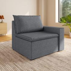 Imagem de Sofá Modular com Braço Direito 105cm Zen Cabecasa Madeiramadeira Grafite