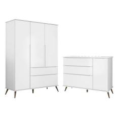 Imagem de Jogo De Quarto Infantil Guarda Roupa 3 Portas E Cômoda 1 Porta 3 Gavet