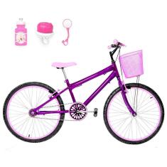 Imagem de Bicicleta Infantil Feminina Aro 24 Alumínio Violeta E Rosa