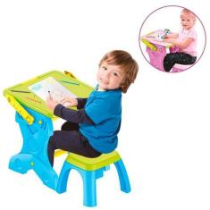 Imagem de Mesa Infantil Banco Cadeira Atividade Escolar Com Quadro Negro - ATENT
