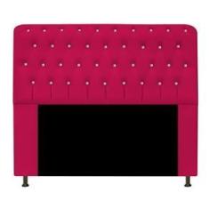 Imagem de Cabeceira Lady Estofada com Strass 195 cm para Cama Box King Suede Pink Quarto - AM Decor