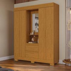 Imagem de Guarda Roupa Casal 4 Portas e 2 Gavetas Capelinha com Espelho Alyssa Espresso Móveis Cinamomo