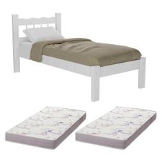 Imagem de Cama Solteiro Madeira Maciça com Colchão Incluso Madri Multimóveis CR4161 Branca