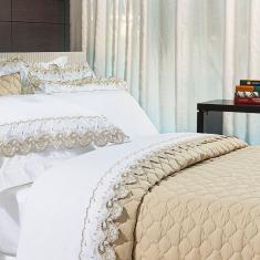 Imagem de Jogo de Cama King Maiori 4 Peças Percal 200 Fios Bernadete Casa Bege