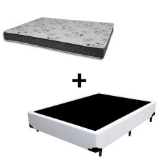 Imagem de Cama Box Viúva 128 Tecido Sintético Branco Com Colchão Miller Bello Box - 100% Espuma - D33 Cinza 54x128x188