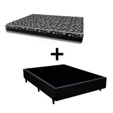 Imagem de Cama Box Viúva 128 Tecido Sintético Preto Com Colchão Belize Bello Box - D33 Preto 57x128x188