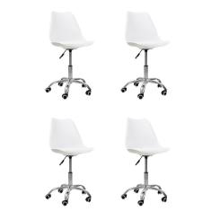 Imagem de Kit 04 Cadeiras Office Base Cromada Giratória Saarinen