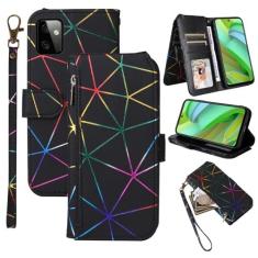 Imagem de Furiet Capa carteira para Motorola Moto G Power 5G 2023 com alça de pulso, mais de 9 compartimentos para cartões, bolsa flip de couro PU de luxo, com zíper, suporte para cartão, acessórios