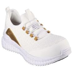 Imagem de Skechers Ajuste relaxado: TILIDO 'CLAIRIT Cadarço Atlético W/Slip Resistant Bottom, Branco/Ouro, 38