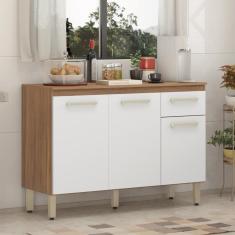 Imagem de Balcão De Cozinha 3 Portas E 1 Gaveta Dama Amêndola Touch-branco