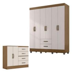Imagem de Guarda Roupa Casal 6 Portas E Cômoda 4 Gavetas 2 Portas Lite Nature Of