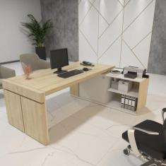 Imagem de Mesa Para Escritório Em L Com Tomada 2 Gavetas Tamburato Connect - Art