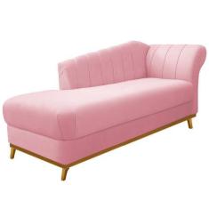 Imagem de Recamier Vanessa 185cm Lado Esquerdo Suede Rosa Bebê - Doce Sonho Móve