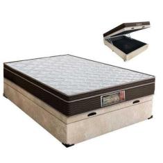 Imagem de Cama Box Casal com Baú + Colchão Molas Bonnel 138x188x69cm - LORD COLC