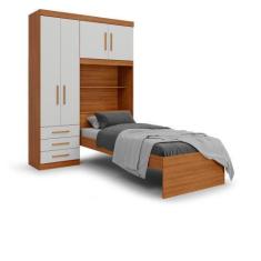 Imagem de Guarda Roupa Solteiro Turim Com Cama E Cabeceira Bau Freijo Off White